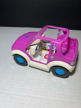 2001 Polly Pocket Pink and White Jeep  Car - Play Vehicle